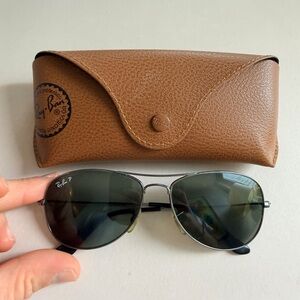 Ray-Ban Polarized Aviator Sunglasses with Brown Case